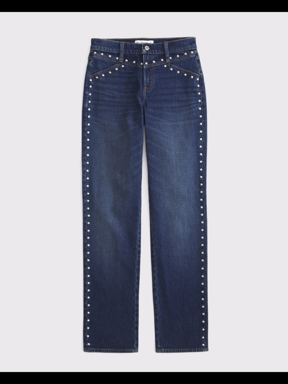 NEW Abercrombie & Fitch Mid Rise 90s Straight Studded Jeans